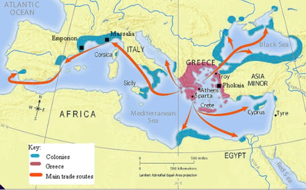 A Map of the Greek Colonies in the Mediterranean